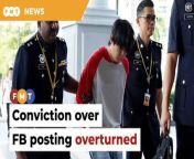Justice Ahmad Bache says the sessions court did not record Chiok Wai Loong’s plea of guilt properly and ordered for the technician to be charged again.&#60;br/&#62;&#60;br/&#62;Read More: &#60;br/&#62;https://www.freemalaysiatoday.com/category/nation/2024/04/18/court-quashes-mans-conviction-over-insulting-post-on-socks-issue/ &#60;br/&#62;&#60;br/&#62;Laporan Lanjut: &#60;br/&#62;https://www.freemalaysiatoday.com/category/bahasa/tempatan/2024/04/18/mahkamah-batal-sabitan-juruteknik-buat-hantaran-jelik-stoking-kalimah-allah/&#60;br/&#62;&#60;br/&#62;Free Malaysia Today is an independent, bi-lingual news portal with a focus on Malaysian current affairs.&#60;br/&#62;&#60;br/&#62;Subscribe to our channel - http://bit.ly/2Qo08ry&#60;br/&#62;------------------------------------------------------------------------------------------------------------------------------------------------------&#60;br/&#62;Check us out at https://www.freemalaysiatoday.com&#60;br/&#62;Follow FMT on Facebook: https://bit.ly/49JJoo5&#60;br/&#62;Follow FMT on Dailymotion: https://bit.ly/2WGITHM&#60;br/&#62;Follow FMT on X: https://bit.ly/48zARSW &#60;br/&#62;Follow FMT on Instagram: https://bit.ly/48Cq76h&#60;br/&#62;Follow FMT on TikTok : https://bit.ly/3uKuQFp&#60;br/&#62;Follow FMT Berita on TikTok: https://bit.ly/48vpnQG &#60;br/&#62;Follow FMT Telegram - https://bit.ly/42VyzMX&#60;br/&#62;Follow FMT LinkedIn - https://bit.ly/42YytEb&#60;br/&#62;Follow FMT Lifestyle on Instagram: https://bit.ly/42WrsUj&#60;br/&#62;Follow FMT on WhatsApp: https://bit.ly/49GMbxW &#60;br/&#62;------------------------------------------------------------------------------------------------------------------------------------------------------&#60;br/&#62;Download FMT News App:&#60;br/&#62;Google Play – http://bit.ly/2YSuV46&#60;br/&#62;App Store – https://apple.co/2HNH7gZ&#60;br/&#62;Huawei AppGallery - https://bit.ly/2D2OpNP&#60;br/&#62;&#60;br/&#62;#FMTNews #AhmadBache #ChiokWaiLoong #SocksIssue