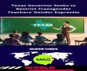 Read full article : Texas Governor Seeks to Restrict Transgender Teachers’ Gender Expressio&#60;br/&#62;&#60;br/&#62;&#60;br/&#62;Texas Governor Greg Abbott proposes a policy to restrict transgender teachers from expressing their gender identity in classrooms. This follows a controversy involving a teacher dressing in traditionally female attire. The move has sparked significant debate and could impact transgender rights in education, prompting responses from community and advocacy groups.&#60;br/&#62;&#60;br/&#62;&#60;br/&#62;&#60;br/&#62;#news #texas #lgbt#shortnews #politicalnews &#60;br/&#62;&#60;br/&#62;&#60;br/&#62;&#60;br/&#62;LGBT WORLD NEWS : https://queervibesmag.com/lgbt-world-news/&#60;br/&#62;&#60;br/&#62;► Follow us on TIKTOK :https://www.tiktok.com/@queervibesmag&#60;br/&#62;&#60;br/&#62; Subscribe to our channel on YouTube : https://www.youtube.com/channel/UCRl8iIyJSbWexF22ekRFmNw