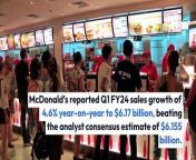 McDonald&#39;s Q1 Adjusted EPS of &#36;2.70 missed the consensus estimate of &#36;2.72.&#60;br/&#62;Operating income for the quarter rose 8% to &#36;2.7 billion, with an operating margin of 44.3%.