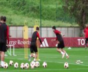 Roma have trained ahead of the first leg of their UEFA Europa League semi-final clash with Bayer Leverkusen&#60;br/&#62;Stadio Olimpico, Rome, Italy