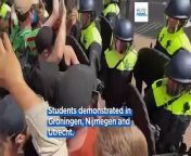 Police clashed with pro-Palestinian student protesters at universities in the Netherlands and Belgium on Monday.